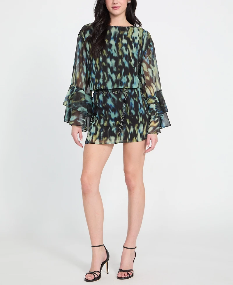 Guess Women's Belted Chiffon A-Line Dress
