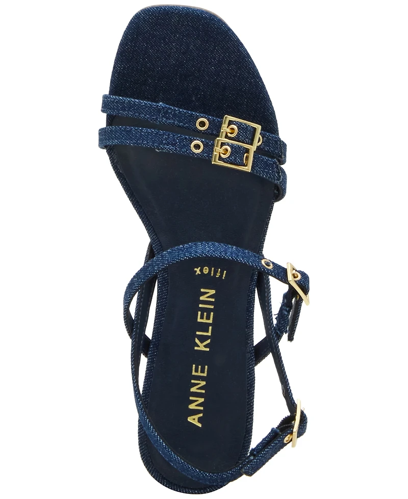 Anne Klein Women's Mackenzie Strappy Buckle Block Heel Dress Sandals