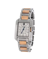 Pre-Owned Cartier Tank Anglaise Quartz Watch in Stainless Steel and Rose Gold with Diamond Markers 23mm