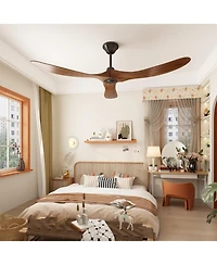 60 inch lampless ceiling fan, for indoor and outdoor, with remote control, reversible Dc motor, wood noiseless