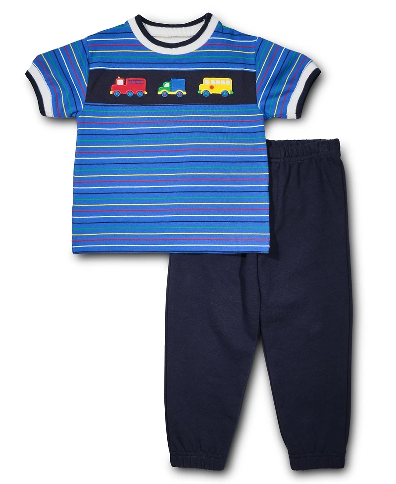 Florence Eiseman Stripe Knit Shirt With Vehicles