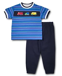 Florence Eiseman Stripe Knit Shirt With Vehicles