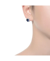 Round Shaped Stud Earrings with Colored Cubic Zirconia
