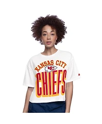 Starter Women's White Kansas City Chiefs Play the Ball Boxy Cropped T-Shirt