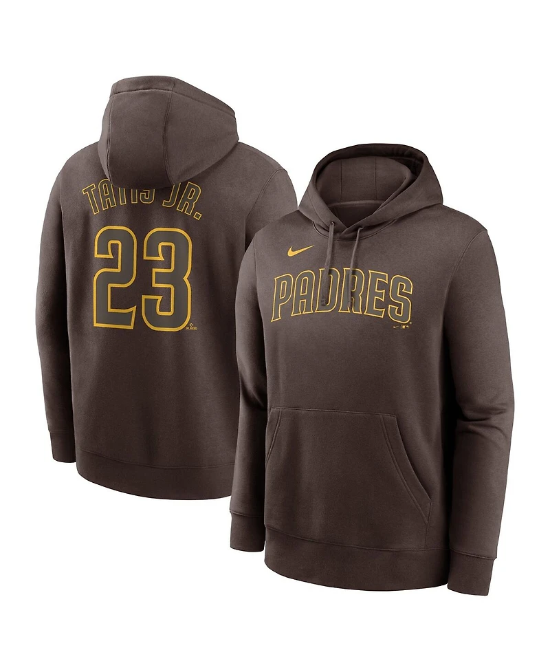 Nike Men's Fernando Tatis Jr. Brown San Diego Padres Player Name Number Club Fleece Pullover Hoodie