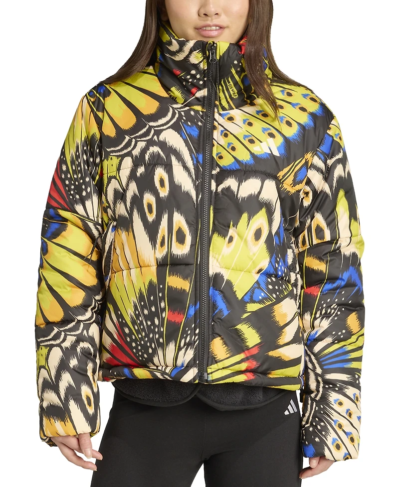 adidas Women's Farm Butterfly-Print Puffer Coat