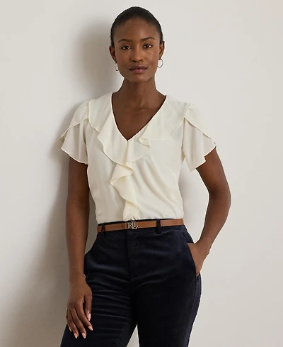 Lauren Ralph Women's Ruffle-Trim Georgette Blouse