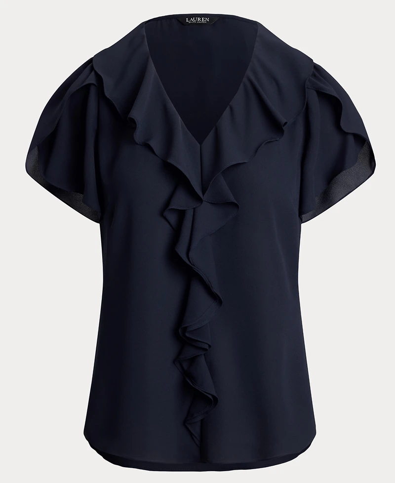 Lauren Ralph Women's Ruffle-Trim Georgette Blouse
