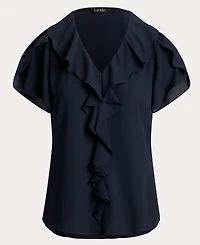 Lauren Ralph Women's Ruffle-Trim Georgette Blouse