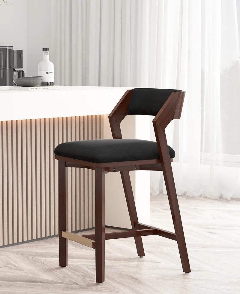 Manhattan Comfort Patricia 36.2" Velvet Upholstered Counter Stool