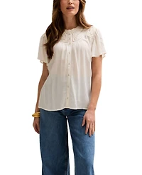 Lily and Lionel London Women's Kew Lace Insert Angel Sleeve Shirt