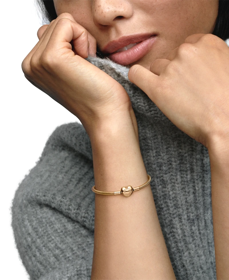 Pandora 14k Gold or Rose-Gold-Plated Barrel Clasp Snake Chain Bracelet