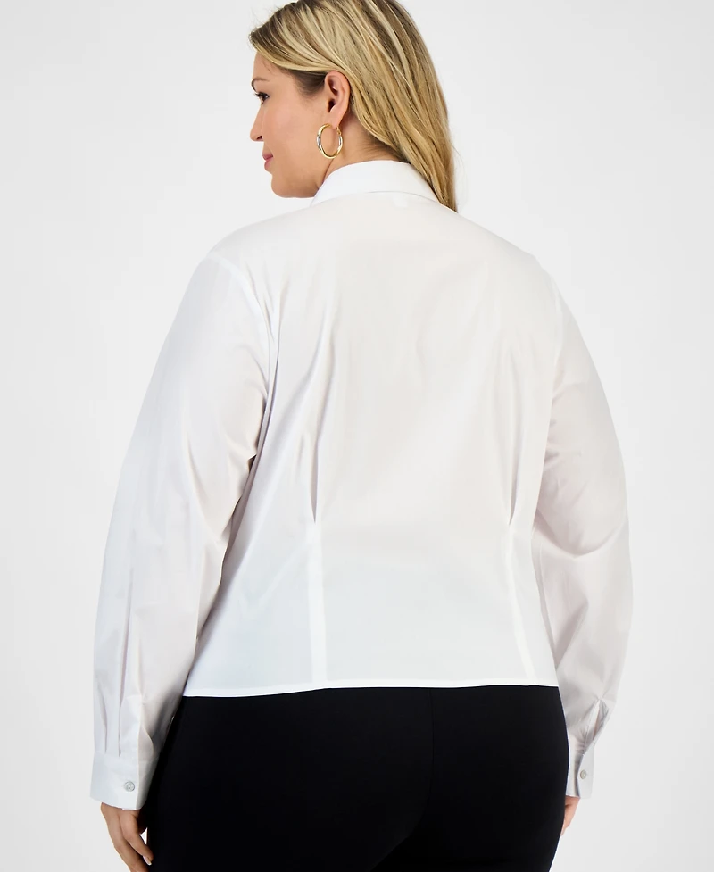 Bar Iii Trendy Plus Collared Button-Front Shirt, Macy's Exclusive