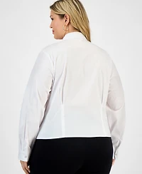 Bar Iii Trendy Plus Collared Button-Front Shirt, Macy's Exclusive