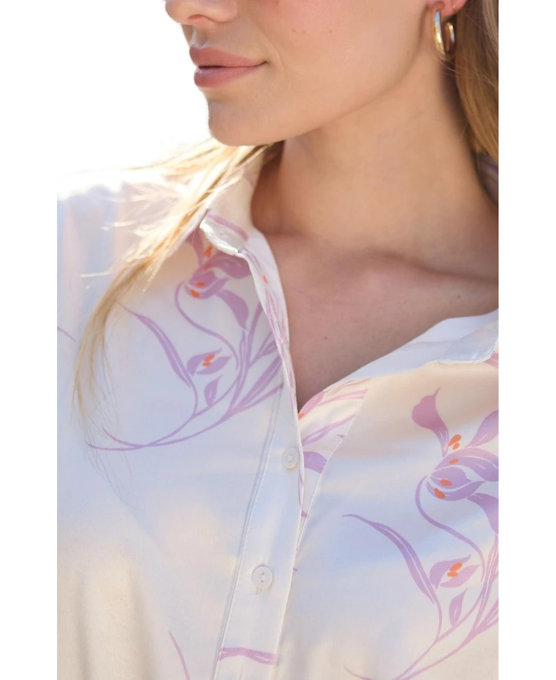 Lily and Lionel London Women's Kristy Button Down Large Floral Shirtdress