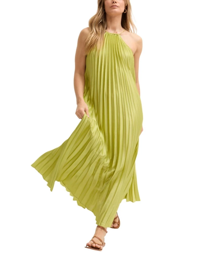 Lily and Lionel London Women's Philomena Halter Neck Pleated Maxi Dress
