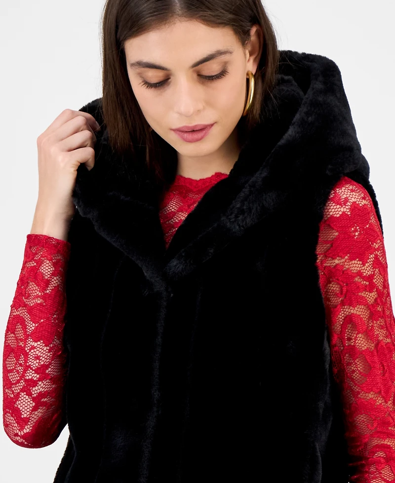 Guess Women's Sophy Faux-Fur Hooded Vest