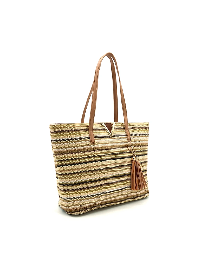 Like Dreams Liora Straw Striped Tote Bag
