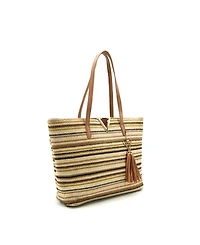 Like Dreams Liora Straw Striped Tote Bag