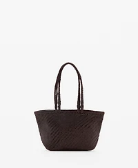 Mango Women's Braided Leather Shoulder Bag