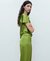 Mango Women's Satin Straight-Fit Pants