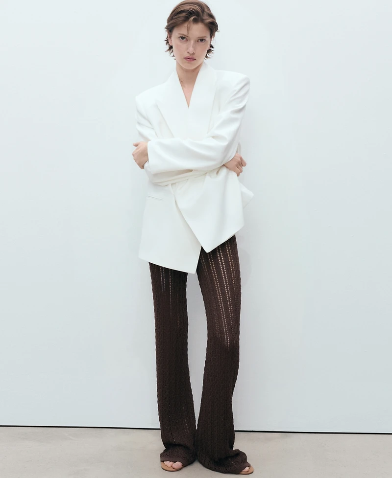 Mango Women's Straight-Fit Openwork Knitted Pants