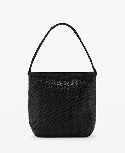 Mango Women's Braided Leather Shoulder Bag