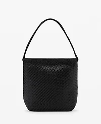 Mango Women's Braided Leather Shoulder Bag