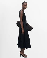 Mango Women's Flared Linen Dress