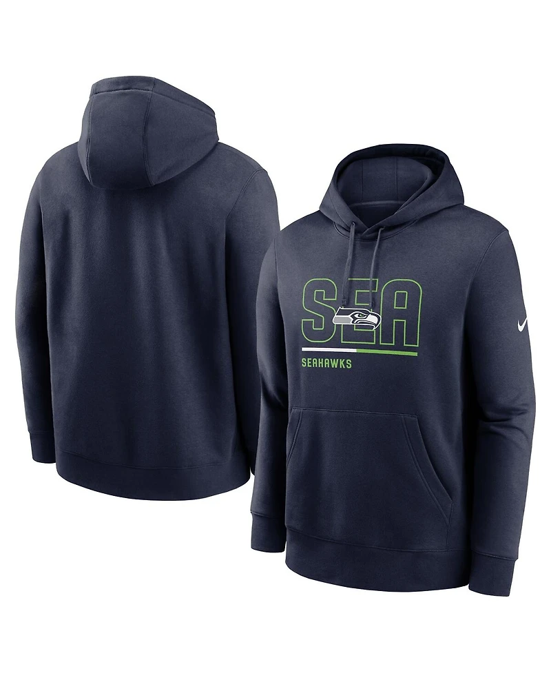 Nike Men's College Navy Seattle Seahawks City Code Club Fleece Pullover Hoodie