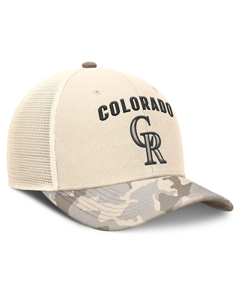 Nike Men's Natural Colorado Rockies Camo Natural Pack Rise Adjustable Trucker Hat