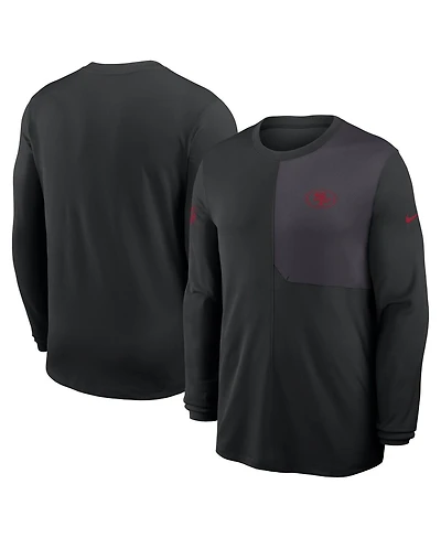 Nike Men's Black San Francisco 49ers Sideline Coach Uv Performance Long Sleeve T-Shirt