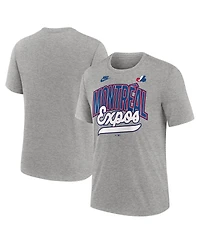 Nike Men's Heather Gray Montreal Expos Cooperstown Collection Retro Tri-Blend T-Shirt
