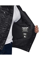 Levi's x Starter Men's Black Miami Marlins Silver Tab Satin Full-Snap Trucker Jacket