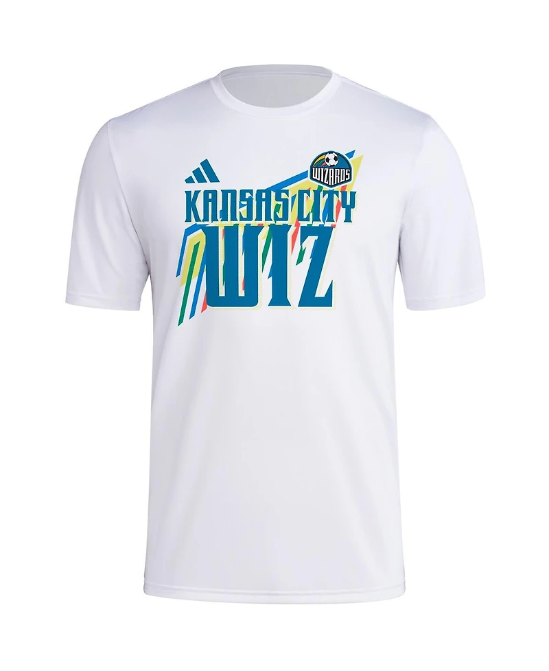 Adidas Men's White Sporting Kansas City 2024 Jersey Hook Pre-Match T-Shirt