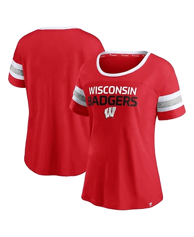 Fanatics Women's Red Wisconsin Badgers Block Party T-Shirt