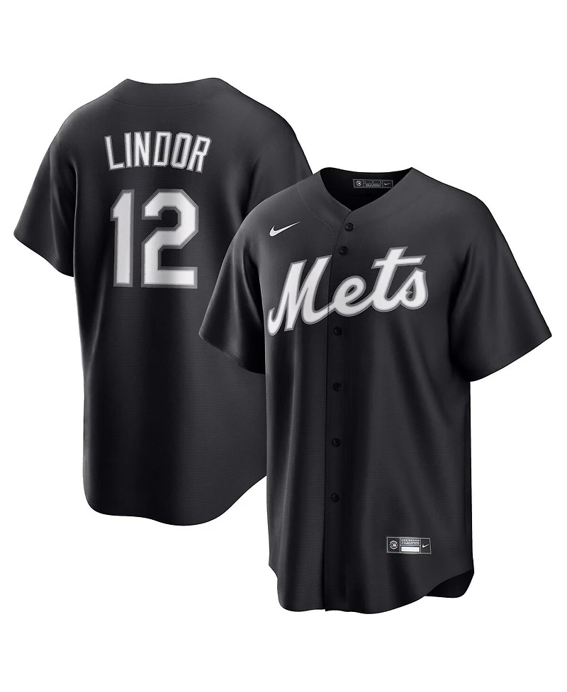 Nike Men's Francisco Lindor Black New York Mets Lights Out Replica Player Jersey