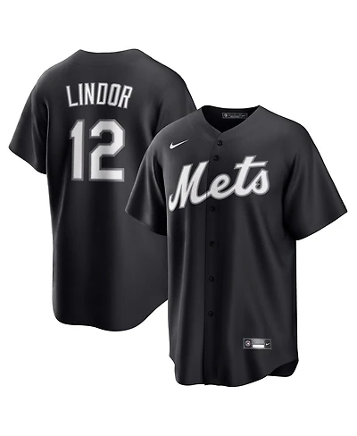 Nike Men's Francisco Lindor Black New York Mets Lights Out Replica Player Jersey