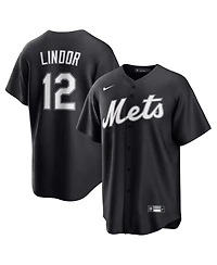 Nike Men's Francisco Lindor Black New York Mets Lights Out Replica Player Jersey