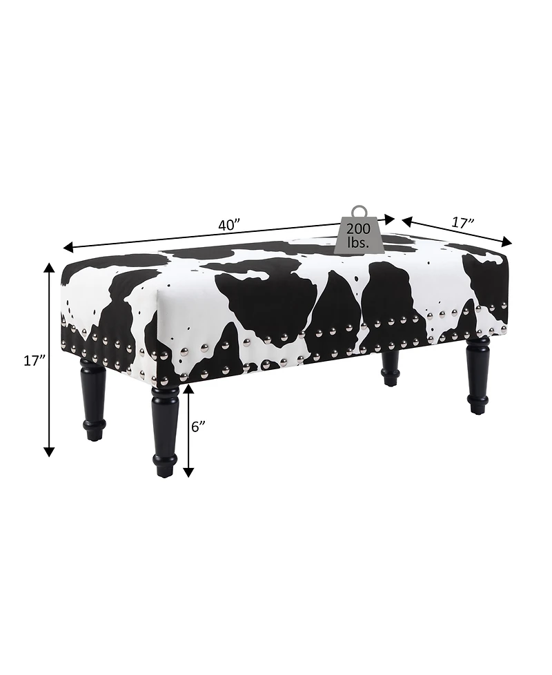 Convenience Concepts 40" Faux Cowhide Print Bench with Nailheads