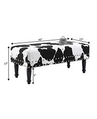 Convenience Concepts 40" Faux Cowhide Print Bench with Nailheads