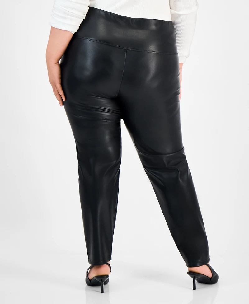 Bar Iii Trendy Plus Faux-Leather Leggings, Macy's Exclusive
