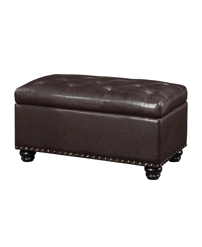 Convenience Concepts 35.5" Faux Leather 7th Avenue Storage Ottoman Bench