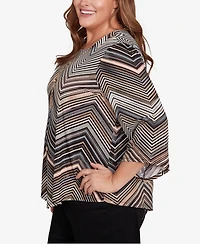 Alfred Dunner Plus Classic Chevron Stripe Crew Neck Top
