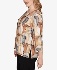 Alfred Dunner Plus Classic Stained Glass Square Neck Top