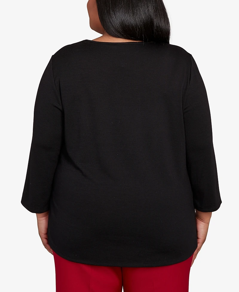 Alfred Dunner Plus Classic Melange Side Button Top
