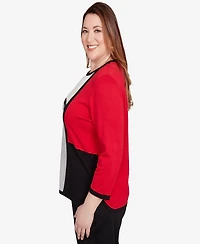 Alfred Dunner Plus Classic Colorblock Long Sleeve Sweater