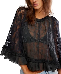 Free People Women's Carly Mixed Materials Cape Top