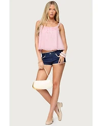 Edikted Women's Ruffle Mesh Babydoll Tank Top