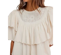 Free People Women's Rose Party Ruffled Cotton Top